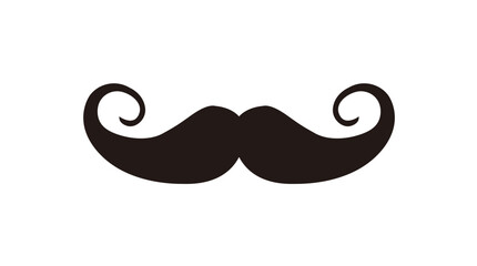 A stylized, dark brown mustache with curled ends, centered on a white background.