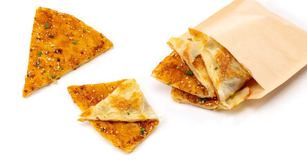 Traditional Chinese snacks, Spicy soy pancake or Tujia maotai-flavor cake.