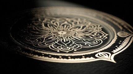 Golden embossed diploma seal with intricate details, symbolizing academic achievement and prestige
