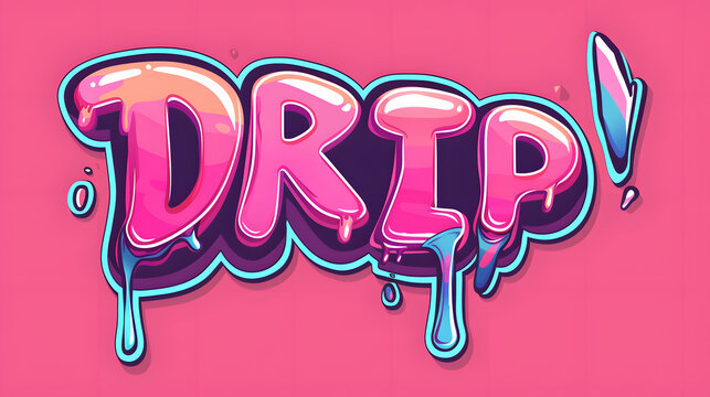 Sticker comic dripping liquid effect with text