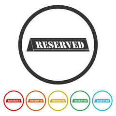 Reserved table icon. Set icons in color circle buttons