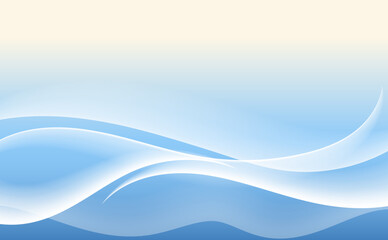 Soft flowing abstract white wave in blue gradient background