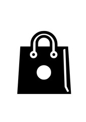 Shopping bag icon, minimalist design, black and white, simple graphic, retail symbol, e-commerce concept