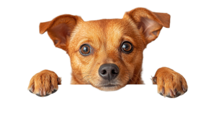 Cute dog peeking through a frame