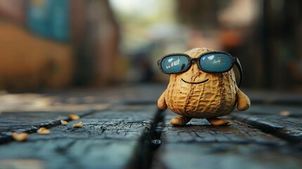 Peanut in Sunglasses on Wood