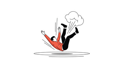 Shocked Person Experiencing a Fall and Feeling Embarrassed After an Accidental Fart