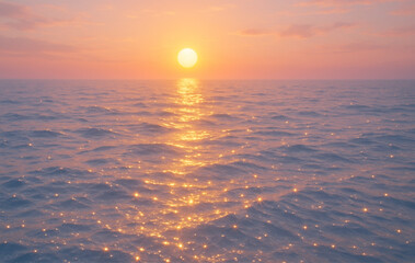 Sparkling Ocean Surface at Sunrise – Dreamy and Pastel Seascape