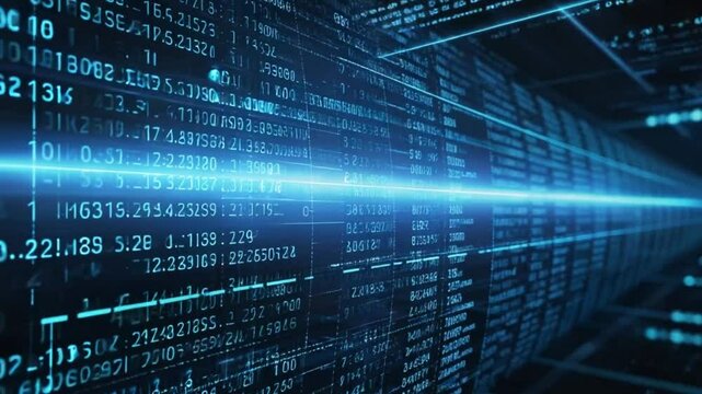 Scrolling Digital Code Rows in Futuristic Interface &ndash; 4K Seamless Tech Loop