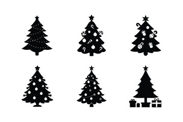 set of christmas trees