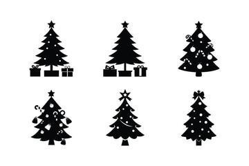 set of christmas trees