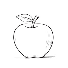 Apple in doodle style, hand-drawn vector illustration. Simple black and white line art, perfect for coloring books, educational materials, and designs. Easily editable and versatile