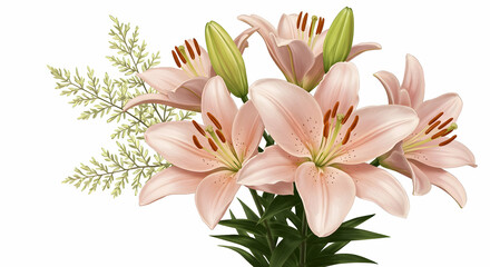 Elegant Pink Lilies Bouquet Floral Arrangement Spring Blossom Flowers Nature Beauty