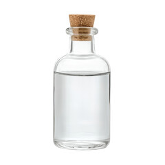 PNG Glass bottle with cork stopper filled with clear liquid isolated on white background