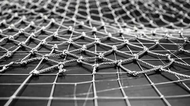 Closeup Black And White Fishing Net Pattern