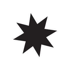 A black, eight-pointed star shape against a plain white background.