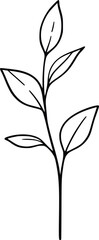 Elegant Minimalist Vector Plant: Simple Line Art Sprig Illustration