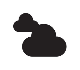 Two dark, stylized clouds, one larger and one smaller, against a white background.