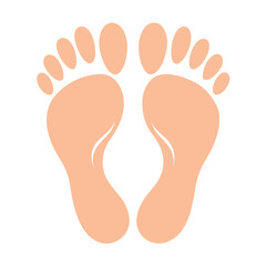 Barefoot human foot footprints, a vector illustration of pink baby steps on a white background