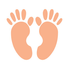 Baby footprint vector illustration: tiny pink bare feet symbol