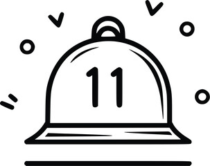 Hand-drawn vector illustration: Hotel service bell number eleven playful style