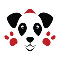 Adorable Dog Face Illustration Paw Print Design