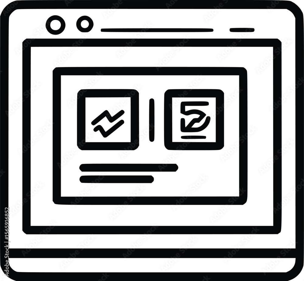 Poster hand-drawn vector website interface: modern, simple design elements.