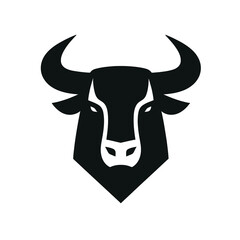 Black Bull Head Logo Vector Facing Front – Strong Animal Symbol for Branding and Sports Mascot