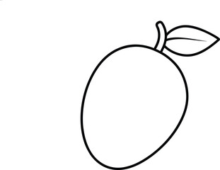 Tropical Mango Slice Minimal Line Art on White Background