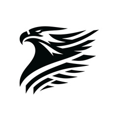 Black Eagle Head Logo Vector – Fierce and Modern Falcon Bird Emblem in Monochrome Style
