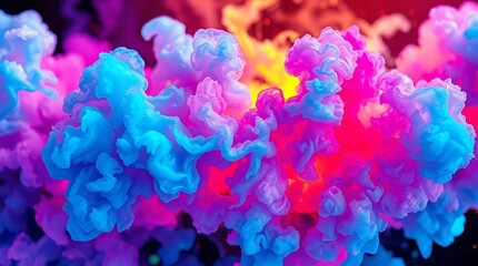 Fototapeta premium Fantasy Sumi-e Style Anime Clouds with Neon and Earth Tones – Abstract Sky Background Illustration in 8K