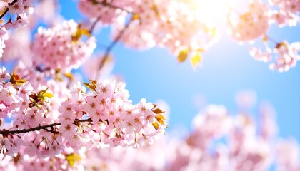 Fototapeta premium Vibrant Pink Cherry Blossoms in Spring Sunlight