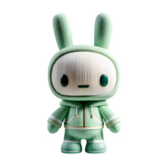 Mint Green Robot Bunny 3d rendered, isolated on white background