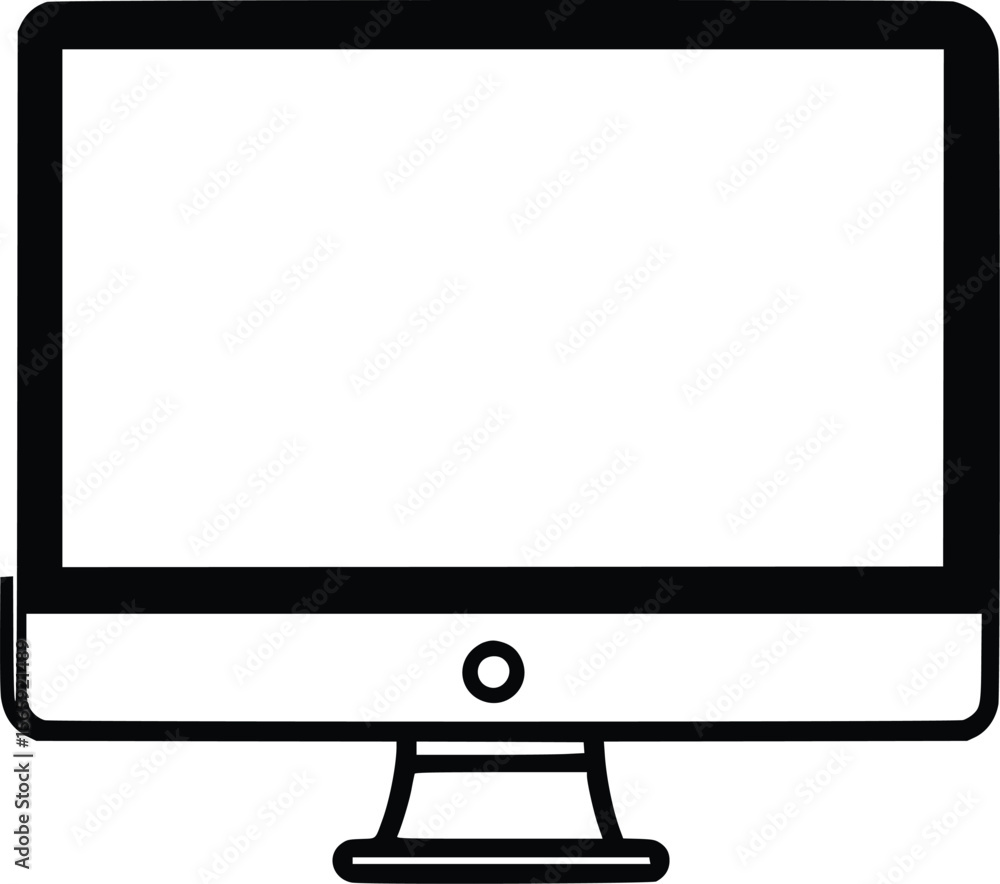 Fototapete modern desktop computer vector icon: minimalist line art design