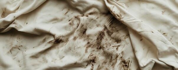 Dirty food mark on clothes: Close-up of a food stain on a shirt, preparing for cleaning before laundry to restore the fabric, Generative AI
