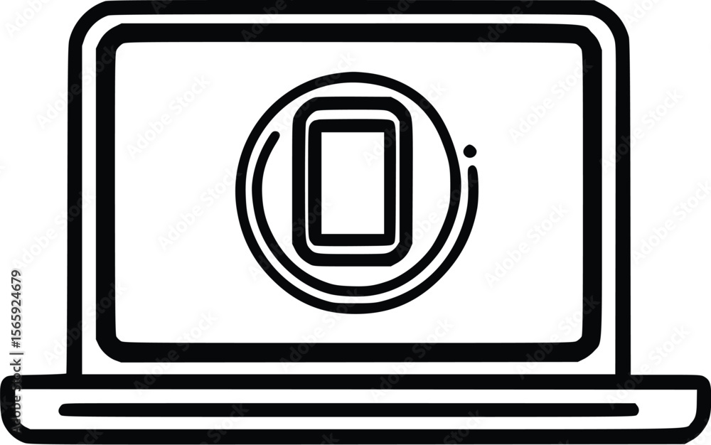Poster modern laptop screen vector: mobile app interface design