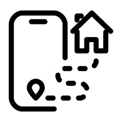 Virtual tour line icon – editable stroke symbol for real estate walkthrough, online property viewing, and digital house tours.