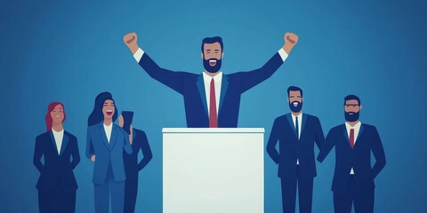 Great job concept: The boss encourages the staff for exceptional work, fostering a positive and productive workplace, Generative AI