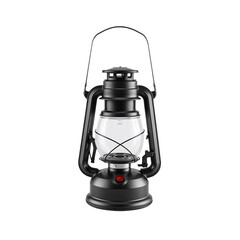 Vintage black lantern with clear glass in classic design and style  