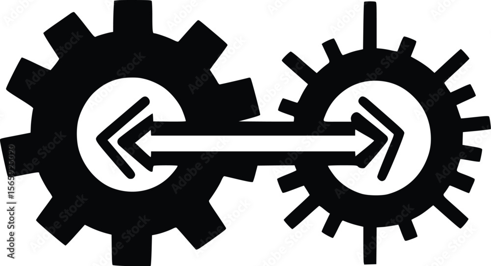 Poster abstract vector gears: seamless process, data transfer, workflow concept.
