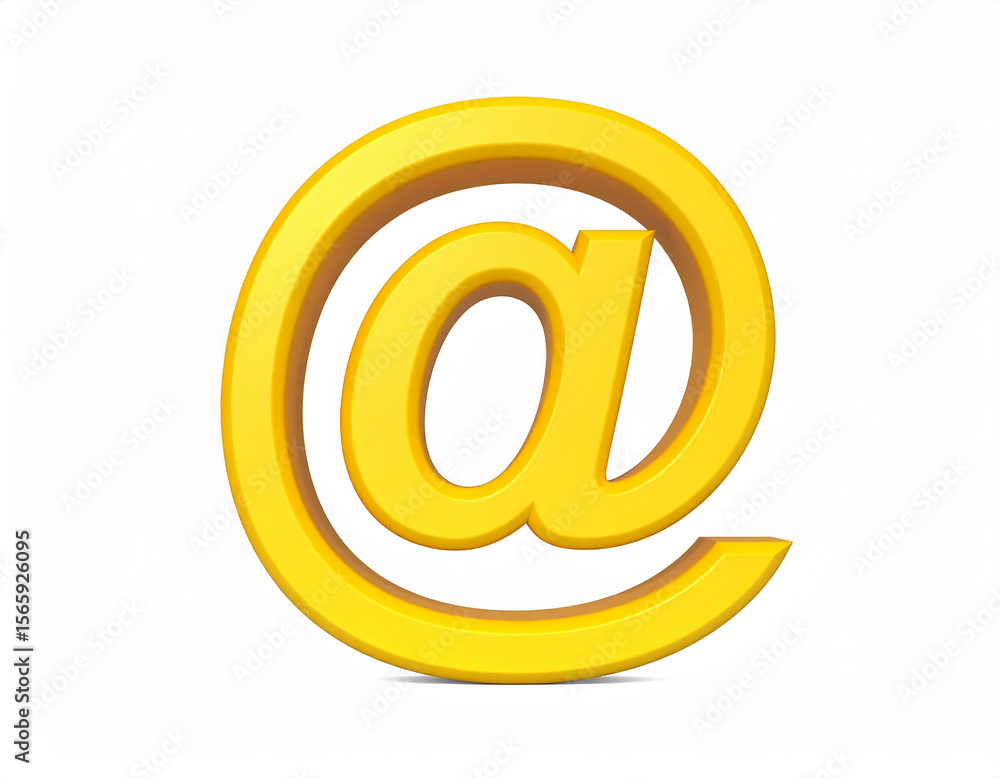 Poster isolated golden at symbol representing email communication and modern connectivity on a white backgr