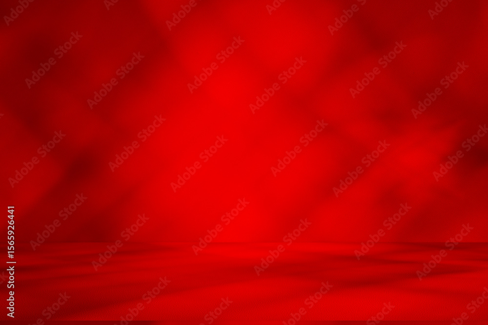 Poster Wall interior background, studio and backdrops show products.with shadow from window color Red background for text insertion and presentation product	