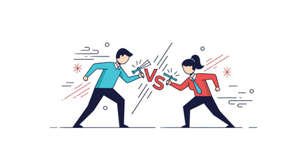 Illustrating a Competitive Showdown Between Two Opponents Engaged in a Fierce Versus Battle