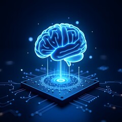 Artificial Intelligence Chip with Brain Illustration