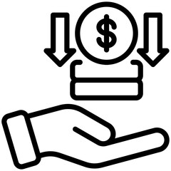 Low income icon for gross domestic product (GDP), business, website, application, printing, document, poster design, etc