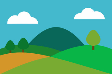 Fototapeta premium A Basic Landscape With Basic Hill Outlines For A Very Simple And Clean Design