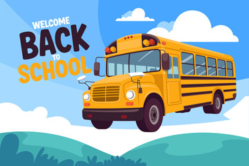 Welcome back to school bus illustration for children education and transportation vector image design