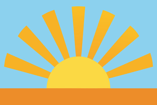 A Basic Depiction Of A Sunrise With Sun Rays Spreading Out In Simple Sharp Lines