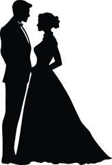 Fototapeta premium Elegant Couple Romantic Silhouette Vector Illustration Design