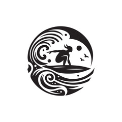 silhouette of a person surfing