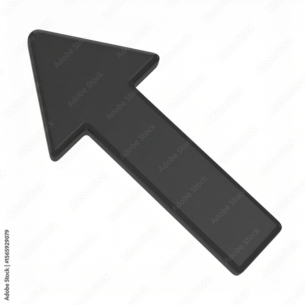 Poster simple upward arrow graphic in solid black pointing towards the upper right direction on a white bac